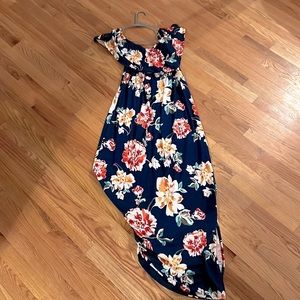 Navy blue off the shoulder dress